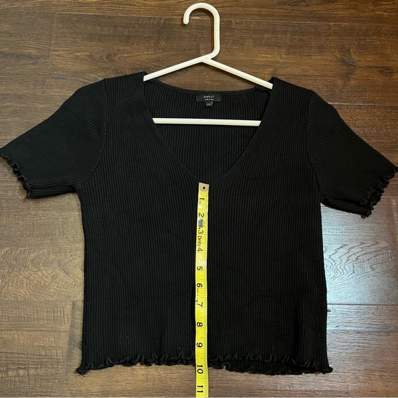 Crop top black v neck ribbed medium - Picture 1 of 6
